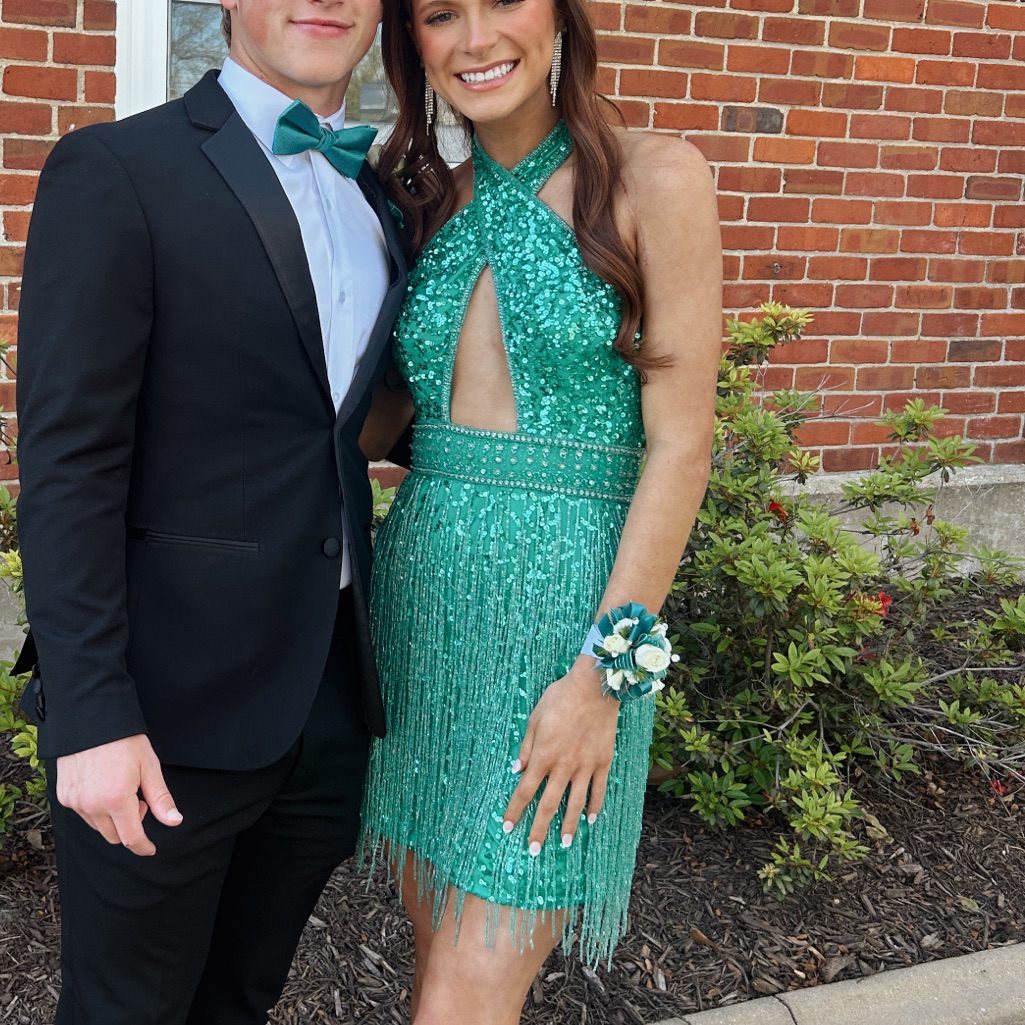 Merle Norman Teal Sequin Prom Dress
